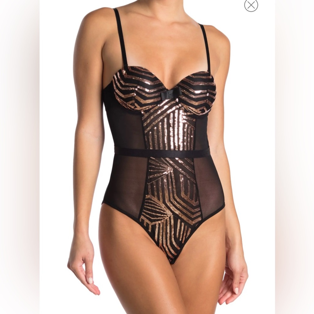 NWT Secret Lace Sequin Bodysuit